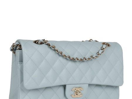 Chanel Medium Classic Double Flap Light Blue Caviar Light Gold Hardware Supply