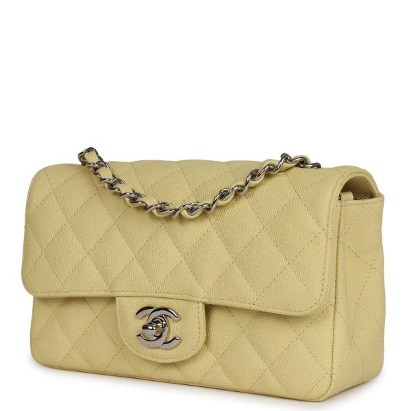 Chanel Mini Rectangular Flap Yellow Caviar Silver Hardware Fashion