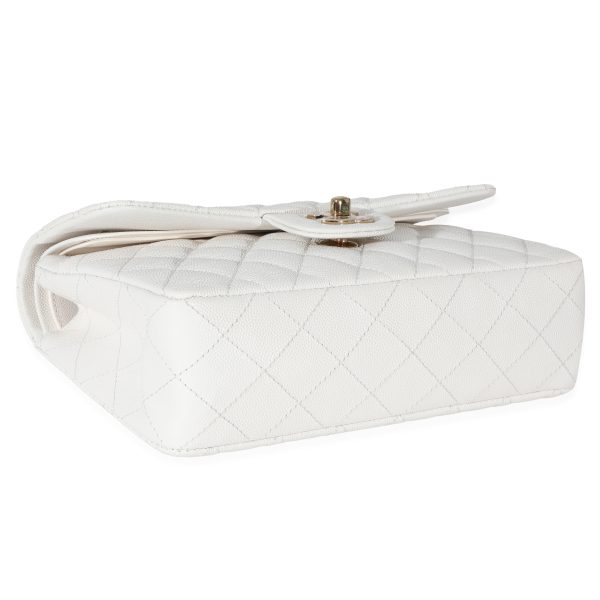 Chanel 23C White Caviar Small Classic Double Flap Bag on Sale