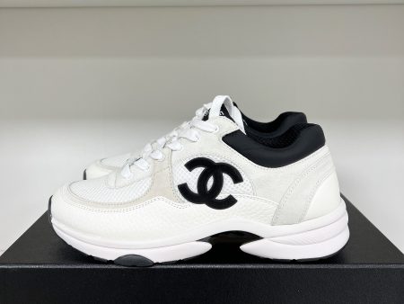 Chanel CC Logo Sneaker White Black For Cheap