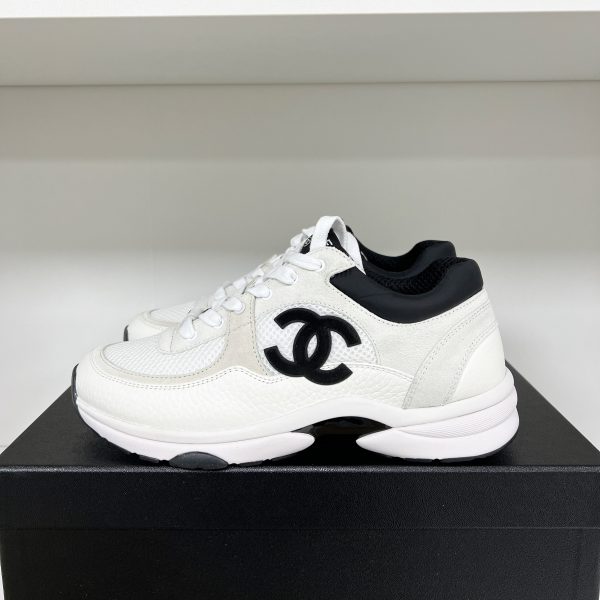 Chanel CC Logo Sneaker White Black For Cheap