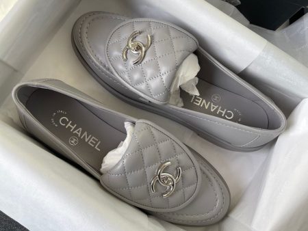 Chanel Quilted Leather Loafers (Grey) Hot on Sale