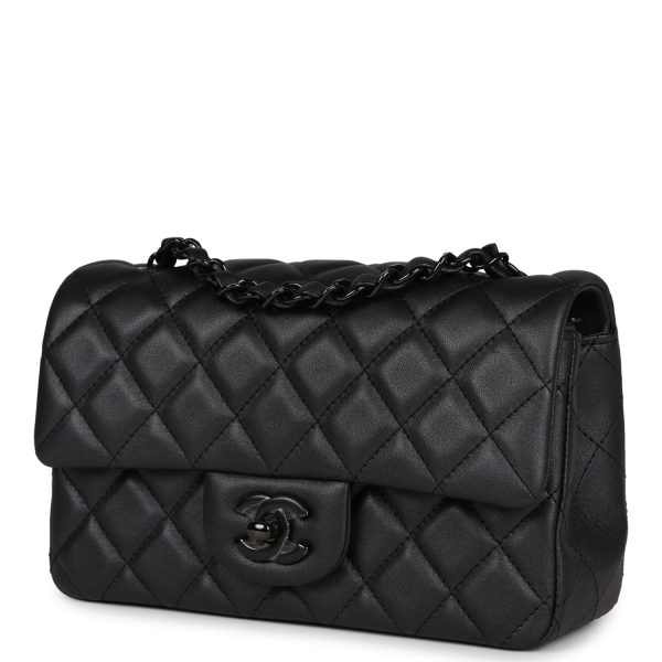 Chanel Mini Rectangular Flap So Black Iridescent Lambskin Black Hardware For Sale