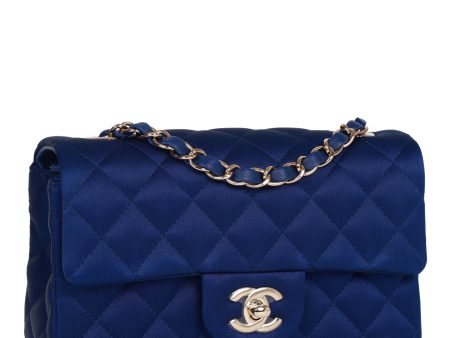 Chanel Mini Rectangular Flap Bag Blue Satin Light Gold Hardware Online