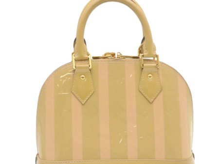 LOUIS VUITTON Vernis Rayures Alma BB Hand Bag 2way Beige Pink M90970 Auth tp210A Supply