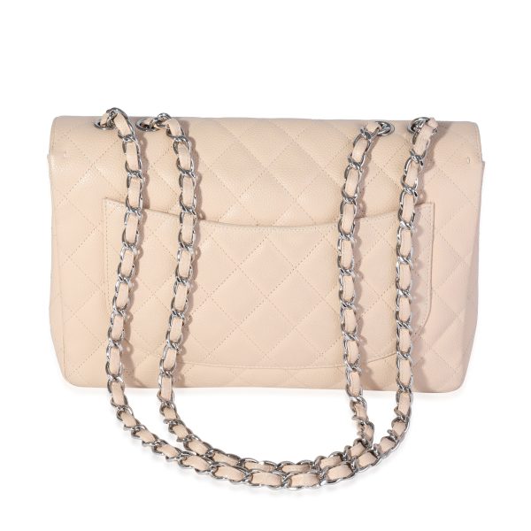 Chanel Beige Quilted Caviar Jumbo Classic Single Flap Bag Supply