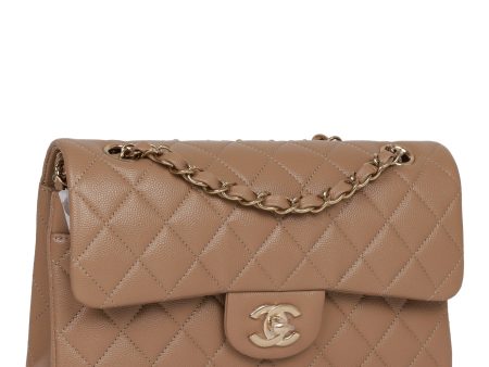 Chanel Small Classic Double Flap Dark Beige Caviar Light Gold Hardware Fashion