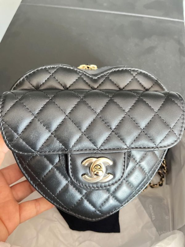 Chanel Heart Bag Black (Large) For Cheap