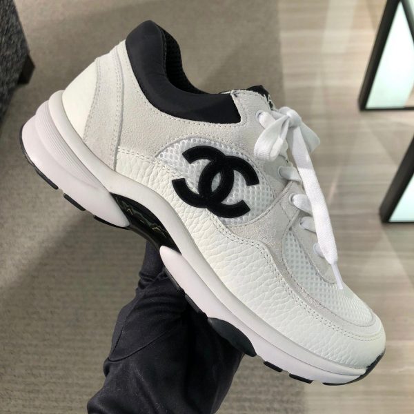 Chanel CC Logo Sneaker White Black For Cheap