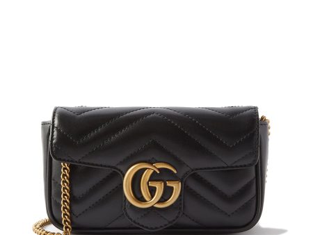 Gucci Marmont 476433 DTDCT 1000 Women s Black Matelass Leather Super Mini Shoulder Bag (GG2077) Online now