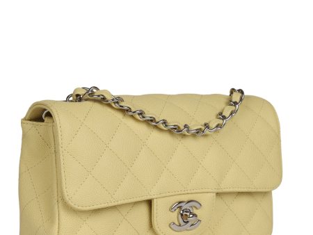 Chanel Mini Rectangular Flap Yellow Caviar Silver Hardware Fashion