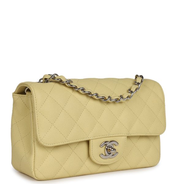 Chanel Mini Rectangular Flap Yellow Caviar Silver Hardware Fashion