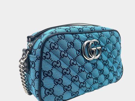 GUCCI Marmont Multicolor Matelasse Blue GG Canvas CrossBody - Teal Fashion