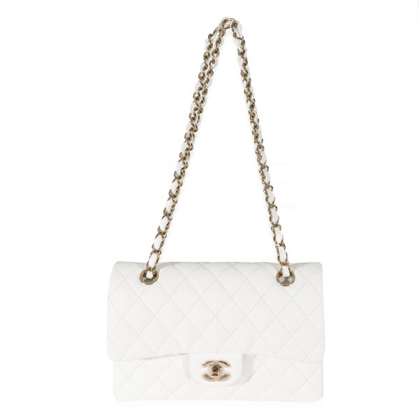 Chanel 23C White Caviar Small Classic Double Flap Bag on Sale