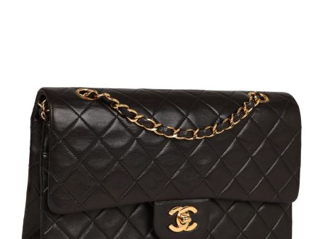 Chanel Vintage Medium Classic Double Flap Black Lambskin Gold Hardware Fashion