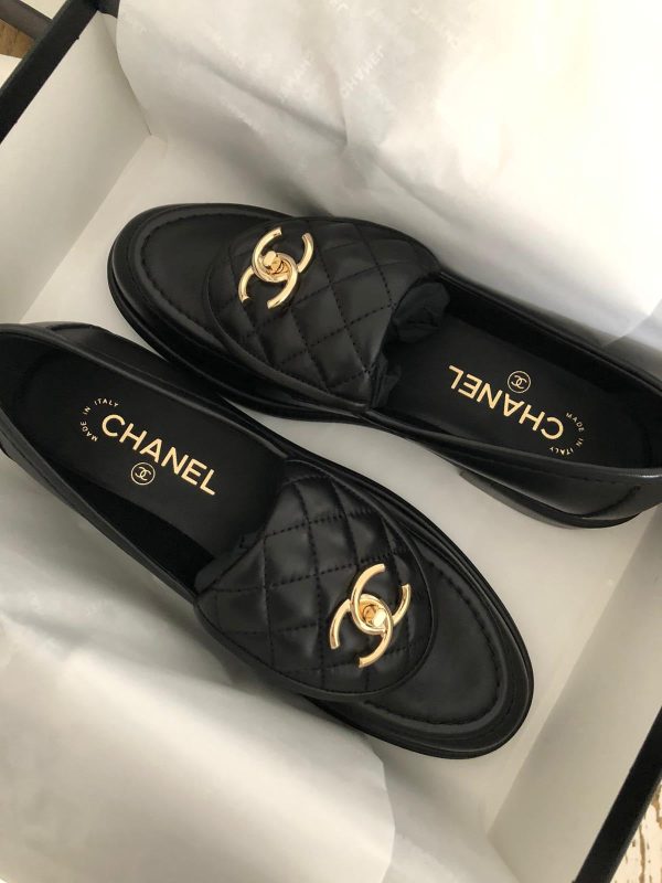 Chanel Quilted Leather Loafers (Black) Cheap