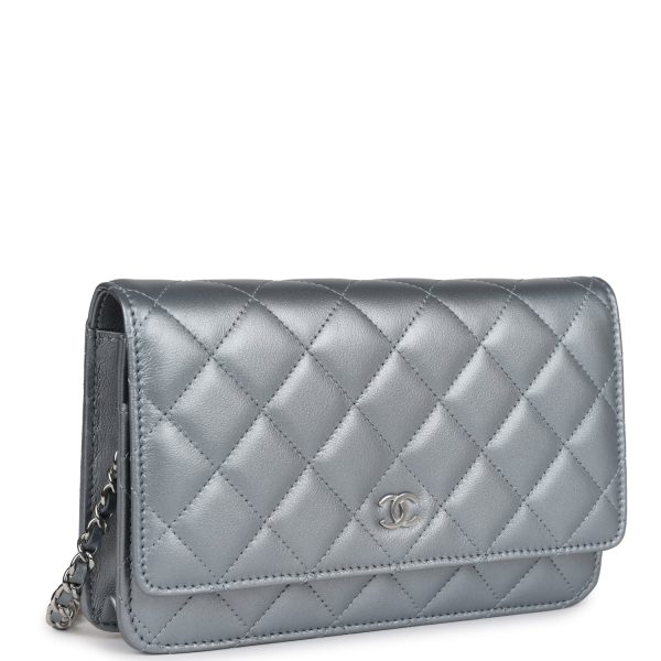 Chanel Wallet On Chain WOC Silver Metallic Lambskin Silver Hardware on Sale