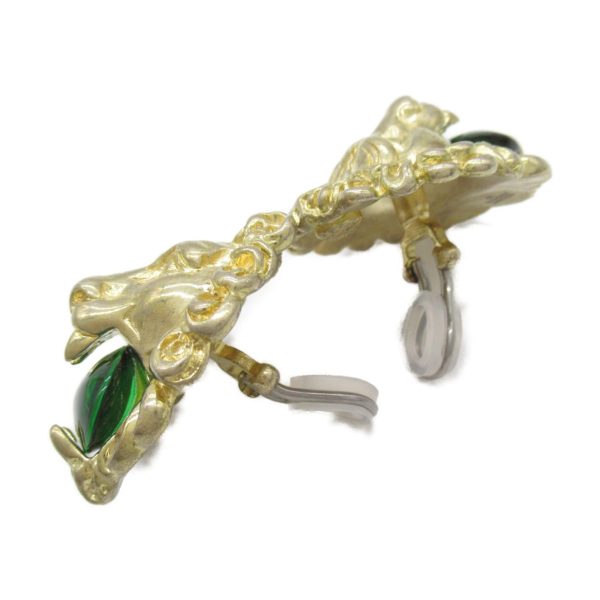 GUCCI Lion Head Crystal Earrings Earring Gold Green metal Gold Green Supply