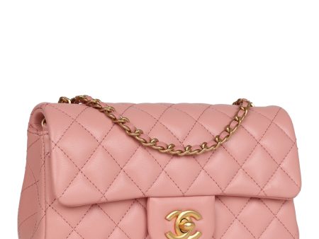 Chanel Pearl Crush Mini Rectangular Flap Dark Pink Lambskin Brushed Gold Hardware Cheap