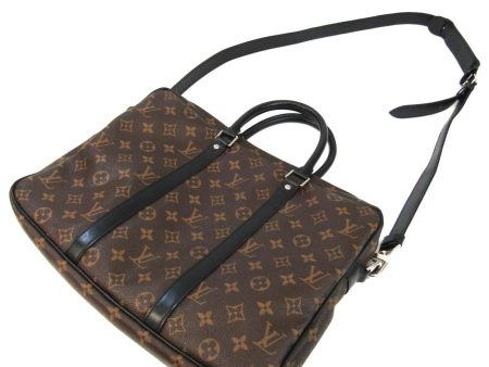 LOUIS VUITTON Monogram Macassar Porte Document Voyage PM PDV M52005 Men s Briefcase,Shoulder Bag Monogram Macassar For Sale