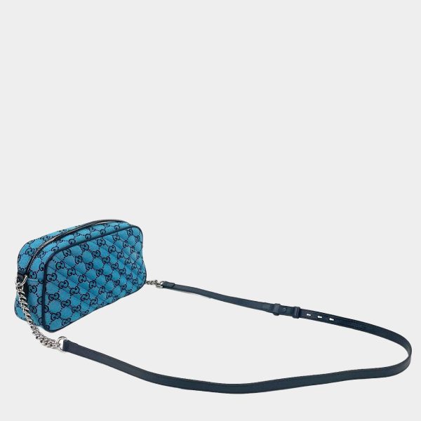 GUCCI Marmont Multicolor Matelasse Blue GG Canvas CrossBody - Teal Fashion