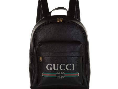 Gucci Logo Leather Leather Backpack Hot on Sale