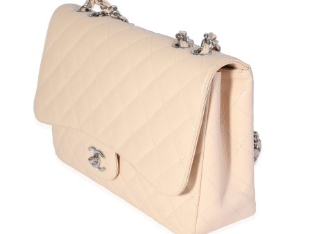 Chanel Beige Quilted Caviar Jumbo Classic Single Flap Bag Supply