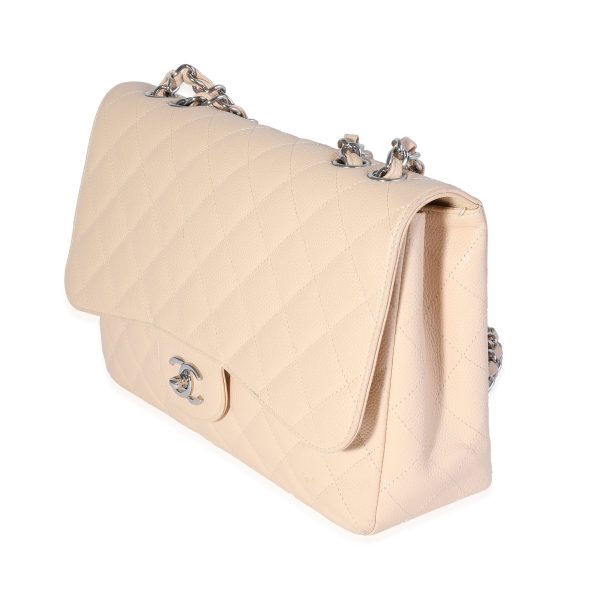 Chanel Beige Quilted Caviar Jumbo Classic Single Flap Bag Supply