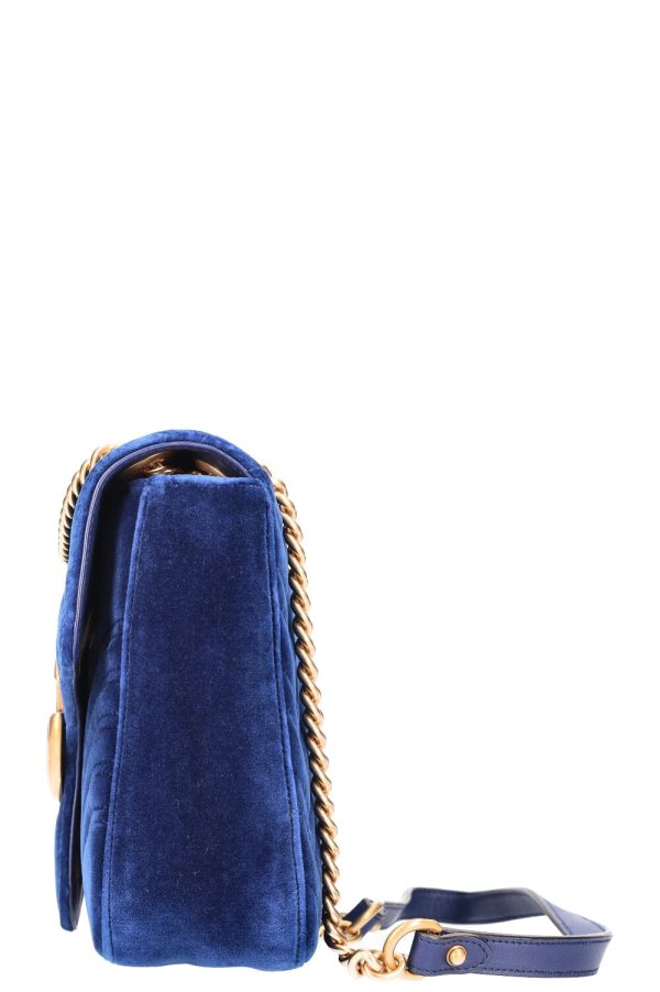 GUCCI Marmont Bag Medium Velvet  Blue For Sale