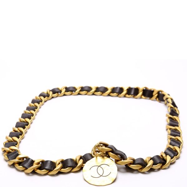 Chanel CC Chain Leather 95C Vintage Belt Discount