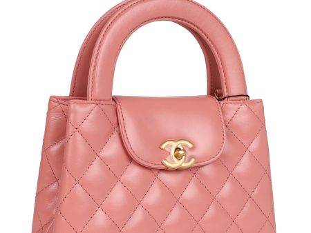 Chanel Small Kelly Shopper Pink Shiny Aged Calfskin Brushed Gold Hardware For Discount