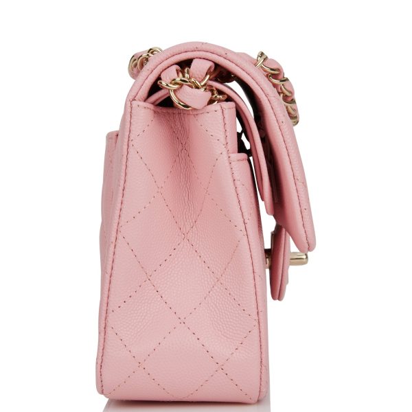 Chanel Small Classic Double Flap Pink Caviar Light Gold Hardware Sale