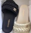 Chanel Pearl & Lambskin Woven Mule Slides (Black) For Sale