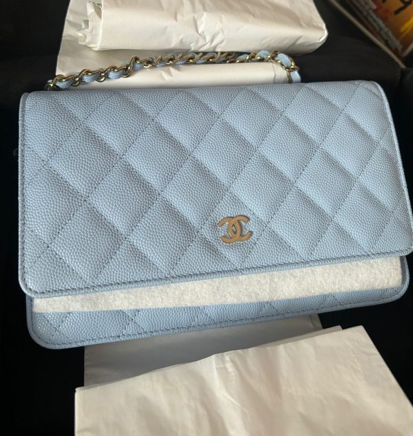 Chanel Wallet On Chain WOC Caviar Leather (Baby Blue) Cheap