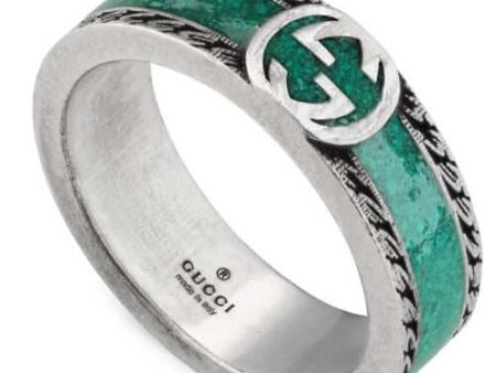 GUCCI Interlocking G Silver & Enamel Ring YBC645573001 Online