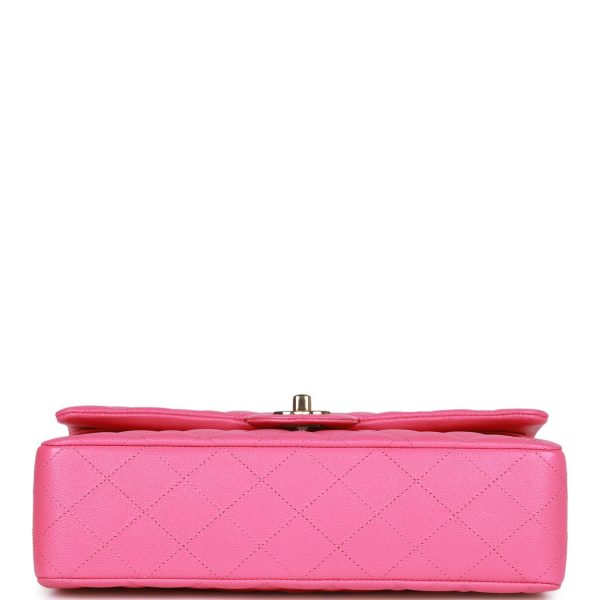 Chanel Medium Classic Double Flap Bag Hot Pink Caviar Gold Hardware For Sale