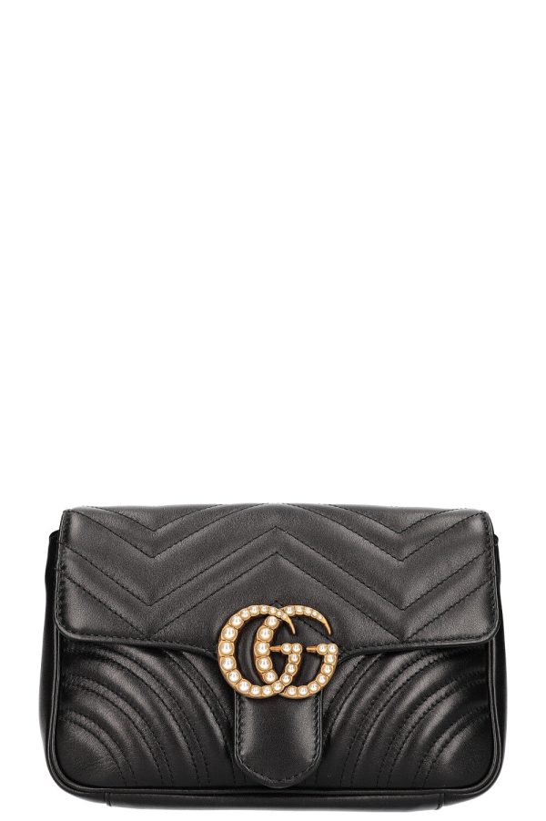 GUCCI Marmont Chain Belt Bag Black Fashion