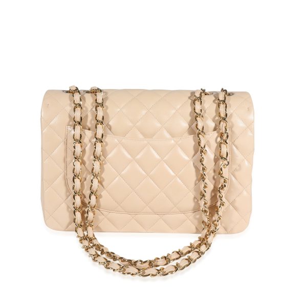 Chanel Beige Quilted Lambskin Jumbo Classic Single Flap Bag on Sale