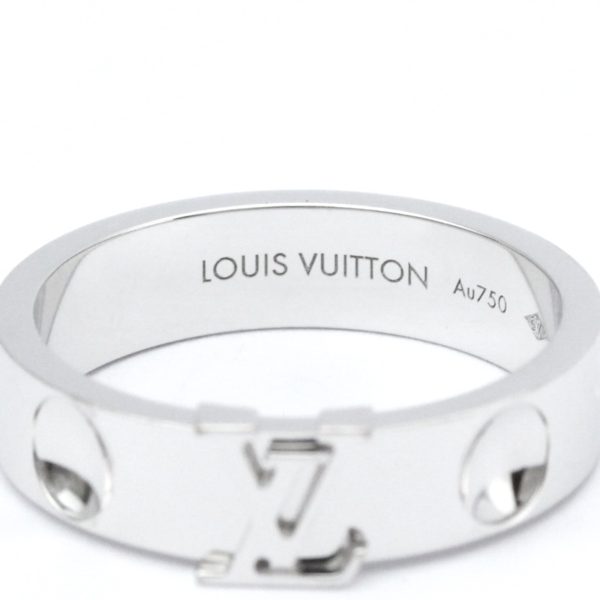 LOUIS VUITTON Berg Amplant Q9K98D White Gold [18K] Fashion No Stone Band Ring Silver For Discount