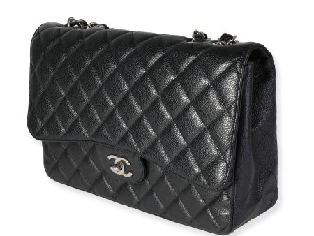 Chanel Black Quilted Caviar Jumbo Classic Single Flap Bag Supply