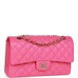 Chanel Medium Classic Double Flap Bag Hot Pink Caviar Gold Hardware For Sale