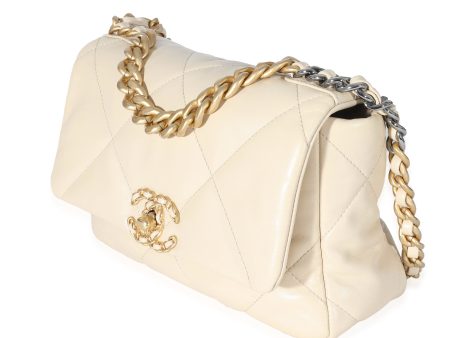 Chanel 21P Beige Goatskin Medium Chanel 19 Flap Bag Discount