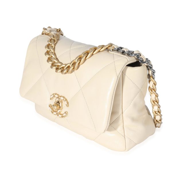 Chanel 21P Beige Goatskin Medium Chanel 19 Flap Bag Discount