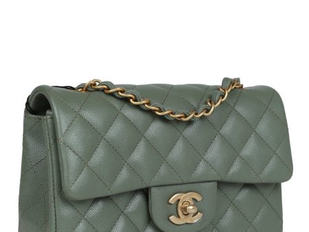 Chanel Mini Rectangular Flap Bag Olive Green Caviar Antique Gold Hardware Online Sale