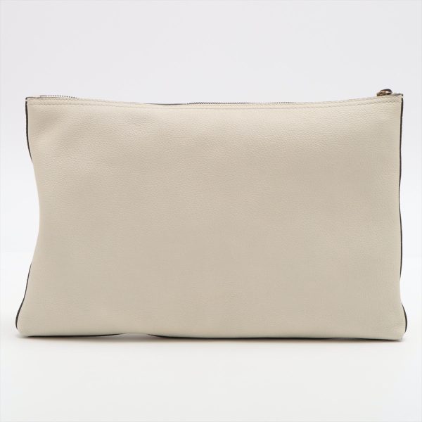 Gucci Logo Print Leather Clutch Bag Beige For Sale