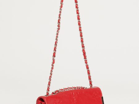 Chanel Red Patent Aged Calfskin  Flap Bag For Cheap