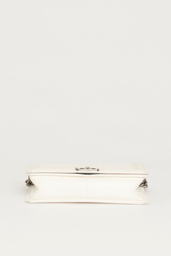 Chanel White Large  Boy Bag With Ruthenium Hardware on Sale