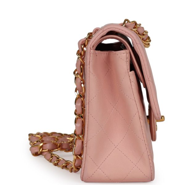 Chanel Vintage Small Classic Double Flap Pink Lambskin Gold Hardware Online now