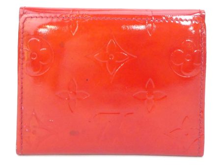 LOUIS VUITTON coin case card monogram verni patent leather red gold ladies Sale