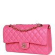 Chanel Medium Classic Double Flap Bag Hot Pink Caviar Gold Hardware For Sale